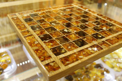 Natural amber chess boards