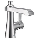 Moen - Moen One-Handle Bathroom Faucet Chrome, S6981 - The Flara bathroom suite beautifully blends timeless classics with contemporary flair. The faucets bold details, clean lines and expressive, gestural flared surfaces combine with slim proportions and a tall, elegant stature for a striking appearance. The Flara bathroom suite includes single-handle and two-handle faucet options, matching tub/shower fixtures, a tub-filler faucet, and a broad selection of matching accessories that provides a cohesive look throughout the bath.