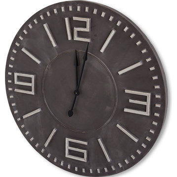 Devonshire Dark Brown Solid Wood 42" Round Wall Clock