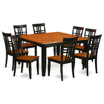 East West Furniture Parfait 9-piece Wood Table and Dining Chair Set in Black