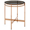 Modrest Bradford Modern Smoked Glass and Rosegold End Table