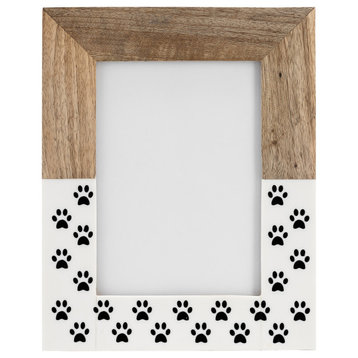 Wood, 5X7, Dog-Paws Photo Frame, White