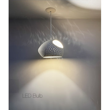 Pendant Lamp: 12" Claylight Pendant Double Cut, Led Bulb