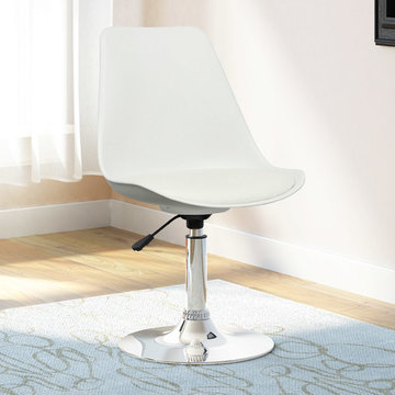 Adjustable Chair, White With White Leatherette Seat
