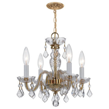 Traditional Crystal 4 Light Clear Spectra Crystal Brass Mini Chandelier