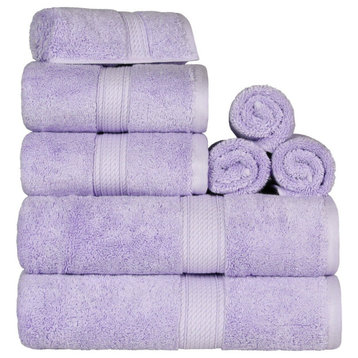 8 Piece Ultra Soft Face Hand Bath Towel Set, Purple