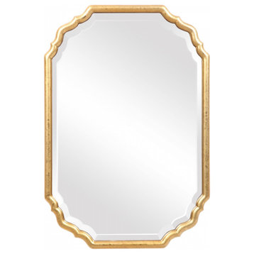 Lightly Antiqued Metallic Gold Leaf Oval Wall Mirror, Bathroom Mirror, 22 X 32