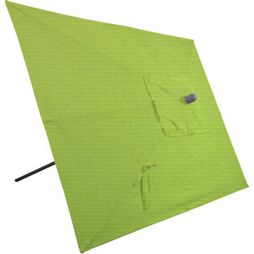 10'x6.5' Rectangular Auto Tilt Market Umbrella, Grey Frame, Sunbrella, Macaw