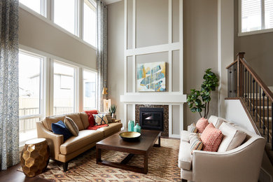 Transitional living room photo in Edmonton