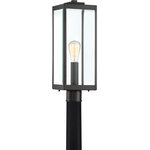 Quoizel - Quoizel WVR9007EK Westover 1 Light Outdoor Lantern - Earth Black - The clean lines and hand-riveted accents make the Westover a modern industrialist's dream. Long rectangular framework with clear glass panels provide an unobstructed view of the lantern's sleek interior. The earth black finish further enhances the versatility of this refined collection.