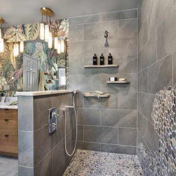 Nature-Inspired Eclectic Bathroom in West Orange, NJ.