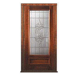 Pre-hung House Single Door 80 Wood Mahogany Colonial 3/4 Lite Glass - Front Doors