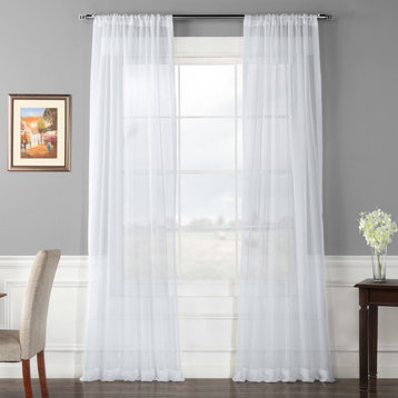 Solid White Voile Poly Curtains, Set of 2, 50"x84"
