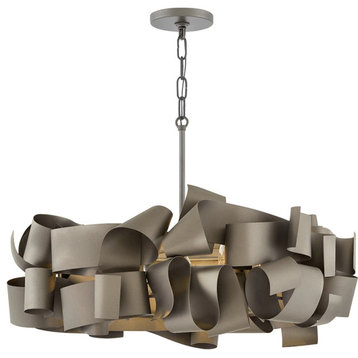 Postmodern Grey/Gold Iron Chandelier For Living Room, Dining Room, Gray, 23.6"