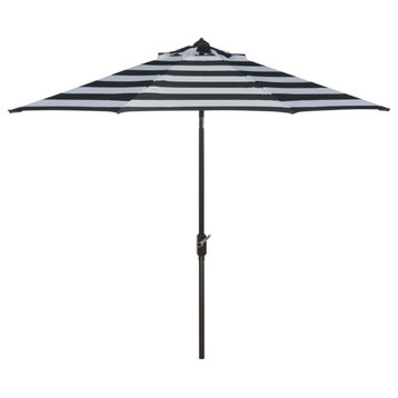 Safavieh UV Resistant Iris Fashion Line 9' Auto Tilt Umbrella, Black/White