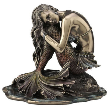 Mermaid Sitting On Rock Statue by Veronese Design