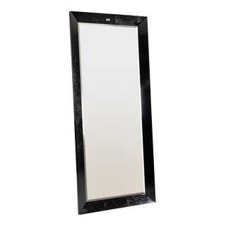 AandX Regal Modern Crocodile Floor Mirror - Black