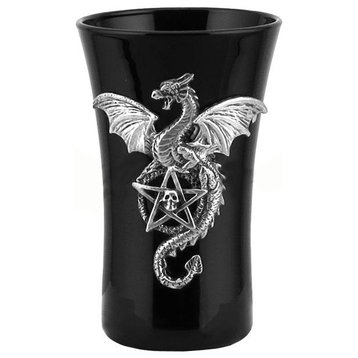 Dragon With Pentagram Shot Glass, Myth and Legend, Glass and Pure Tin