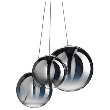 Modern Glass Ball LED Pendant Lights, 3 Heads Smoke Gray