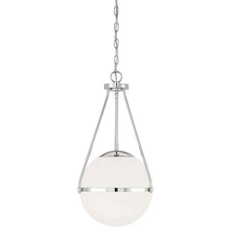 1-Light Pendant, Matte Black, Chrome