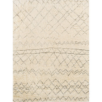 Moroccan Shag Wool Chacoal/Ivory Area Rug, 9'x12'