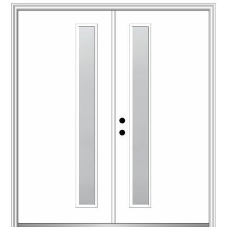 72"x80" 1 Lite Frosted Right-Hand Inswing Primed Fiberglass Door, 6-9/16"