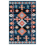 Momeni - Momeni Margaux Table Tufted Contemporary Area Rug Navy 7'6" X 9'6" - Transform traditional rooms with the tribal design of the Margaux Collection. Inspired by the nomadic motifs of North African prints, the geometric rug patterns range from Moroccan-style diamonds and stars to zigzags and stripes. Brilliant shades of red, pink, orange, blue and black capture the lively spirit of each floor covering, making each rug an eye-catching focal point for modern floors. Table tufted construction gives the decorative carpet a thick textural pile that's plush and pleasing beneath bare feet.