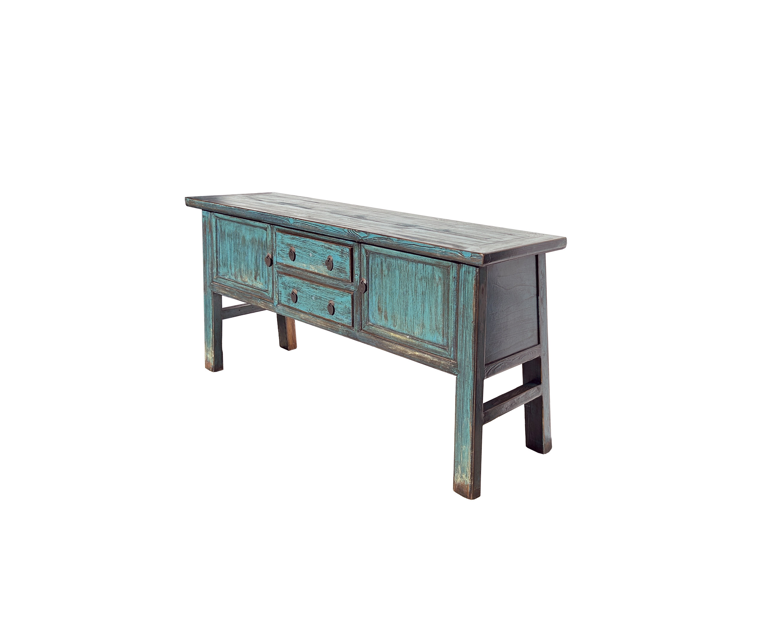 Turquoise Hall Table Vintage Distressed Turquoise Blue Foyer Narrow Side Console Table ...