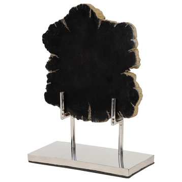Black Petrified Wood Contemporary Sculpture, Nature 13" x 10" x 5" 62812
