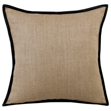 Estate Hand-Woven Black Farmhouse Linen Throw Pillow