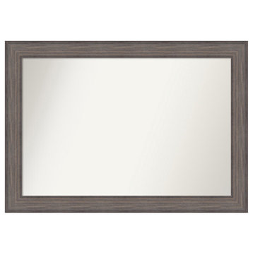 Country Barnwood Non-Beveled Wood Bathroom Mirror 41x29"