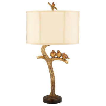 Dimond 3 Bird Light Table Lamp, Gold Leaf, Black