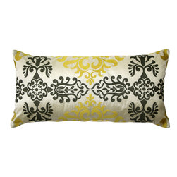 Pillow Decor Ltd. - Sumatra Silk Embroidery Decorative Throw Pillow, Medallion, 12"x24" - Decorative Pillows