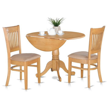 3-Piece Kitchen Nook Dining Set, Table and 2 Slat Back Chairs