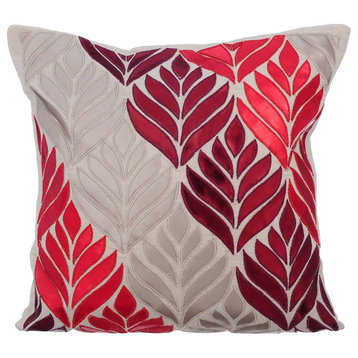 Beige Accent Pillow Covers Cotton Linen 20"x20" Maple Leaf, Cherry Maple