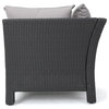 GDF Studio 6-Piece Caspian Outdoor Wicker Sectional Sofa Set With Cushions, Gray