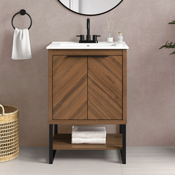REN Selections Contessa Spiced Walnut Freestanding Bathroom Vanity Kit, 24"