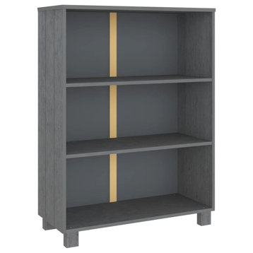 vidaXL Book Cabinet Room Divider Display Shelf Room Dark Gray Solid Wood Pine