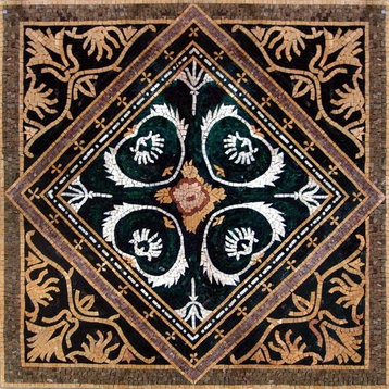 Arabesque Palmette Art Mosaic, Abruka, 35"x35"