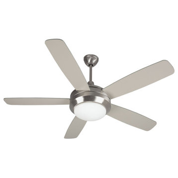 Helios 1-Light Ceiling Fan, Brushed Polished Nickel With Matte Opal