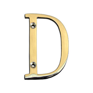 3" Brass Alphabet A, Polished Brass, Letter D