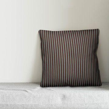 Brown Stripes Throw Pillow, 16"x16"