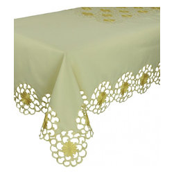 Xia Home Fashions - Daisy Splendor Tablecloth, 60"x60", Yellow - Tablecloths
