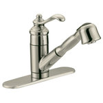 Designers Impressions - Satin Nickel Kitchen Faucet With Pull Out Sprayer - Features a pull out sprayer with stainless steel flexible hose.