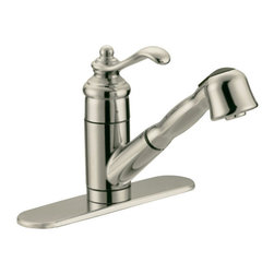 Designers Impressions - Satin Nickel Kitchen Faucet With Pull Out Sprayer - Kitchen Faucets