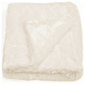 Double Sided Over-Sized Faux Fur Throw Blanket, Ivory, 50''x70''