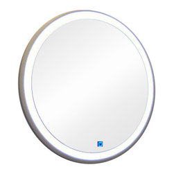 ADM Bathroom Design - ADM Circular Wall Mounted Framed LED Mirror, Matte White, 28" - Bathroom Mirrors