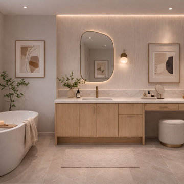 Euro Natural Grain Oak Galley | Bathroom Cabinets