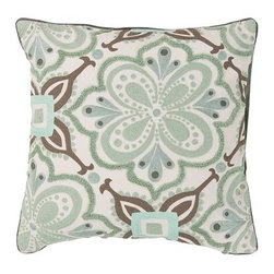Floral Pattered Cream and Mint Throw Pillow - Bed Accessories