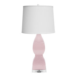 Worlds Away - Worlds Away Gwyneth Ceramic Lamp with Linen Shade - Table Lamps